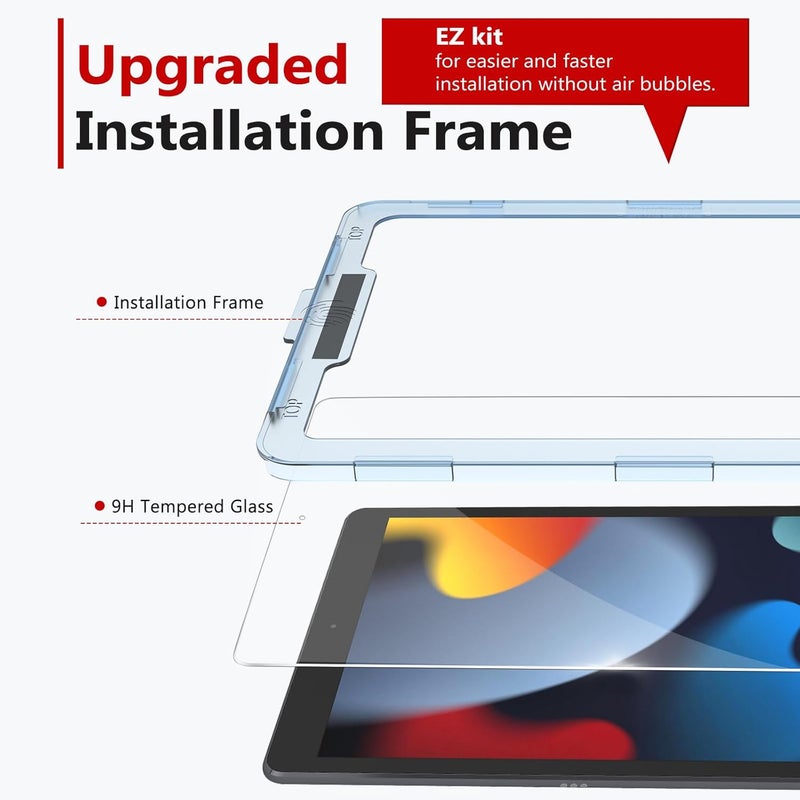 bersem Screen Protector Compatible with iPad 9th/8th/7th 10.2 Inch (2021&2020&2019 Models) Tempered Glass, Ultra Clear, Anti-Scratch, Case Friendly, EZ Kit, 1 Pack - Image 2